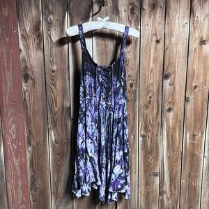 My Favorite Dress Shop Tie Dye Lace Up Asymmetrical Handkerchief Hem One Sz